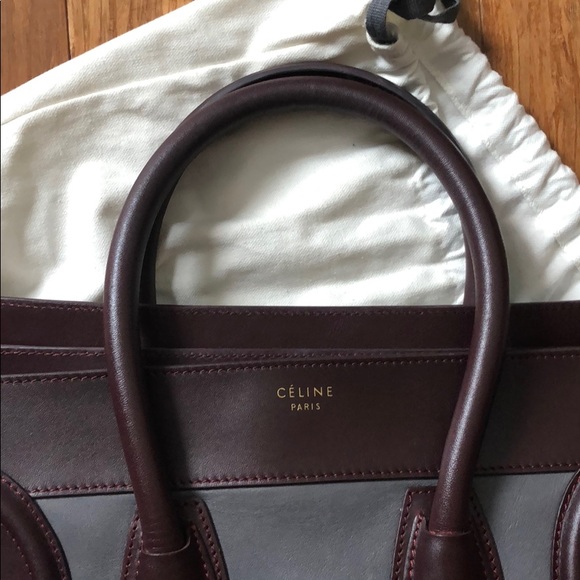 Celina Luggage Bag burgundy leather Blue suede - Picture 4 of 8